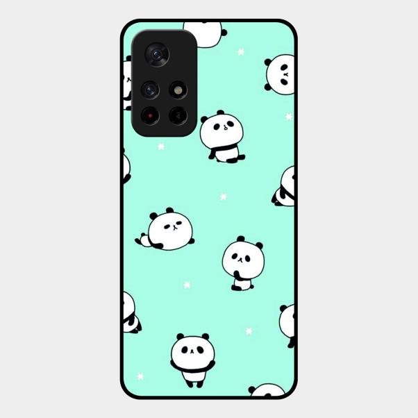 Cute Panda Blue Glass Case Cover For Redmi Note 11T 5G
