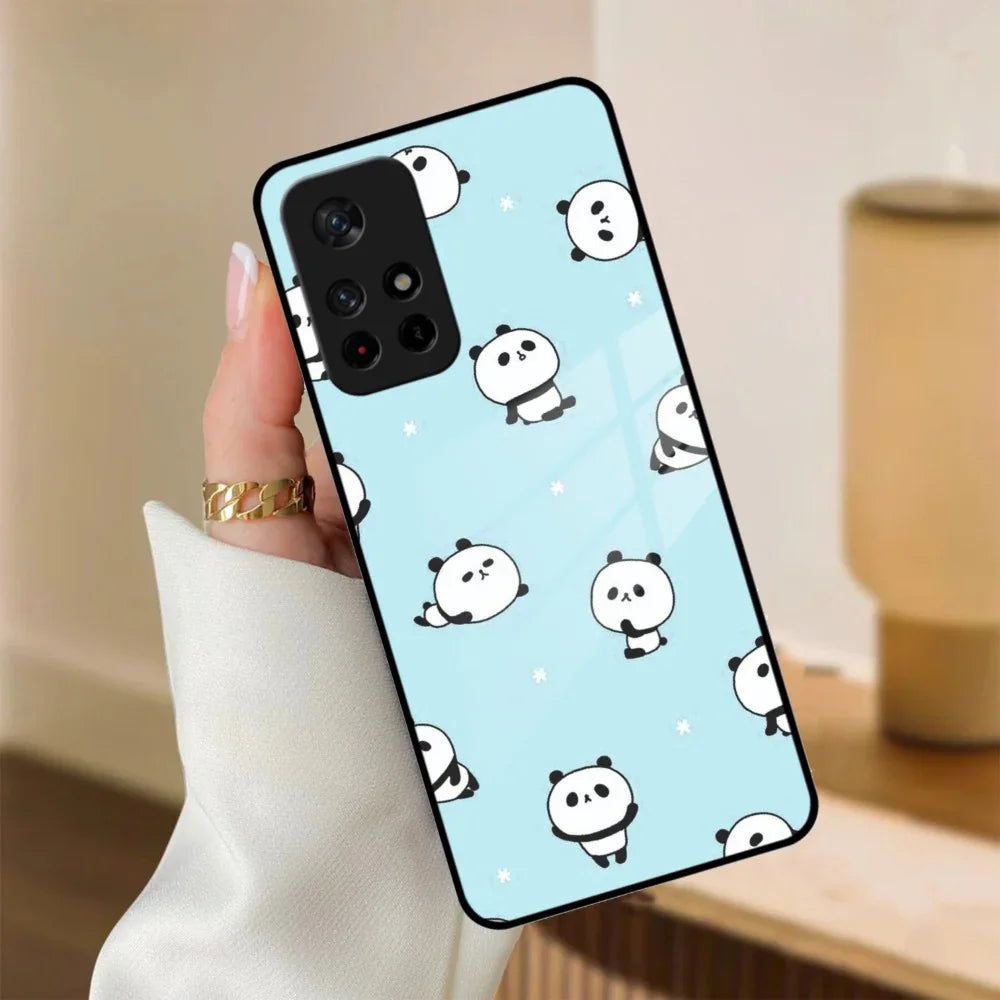 Cute Panda Blue Glass Case Cover For Poco - ShopOnCliQ