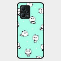 Cute Panda Blue Glass Case Cover For Redmi Note 12 5G