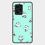 Cute Panda Blue Glass Case Cover For Redmi Note 12 Pro Plus 5G