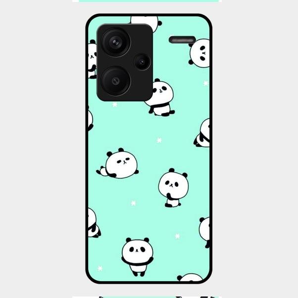 Cute Panda Blue Glass Case Cover For Redmi Note 13 Pro Plus 5G