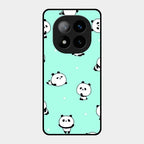 Cute Panda Blue Glass Case Cover For Redmi Note 14 Pro Plus 5G
