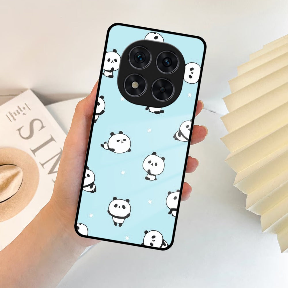 Cute Panda Blue Glass Case Cover For Poco