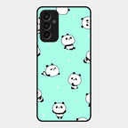 Cute Panda Blue Glass Case Cover For Samsung Galaxy M13