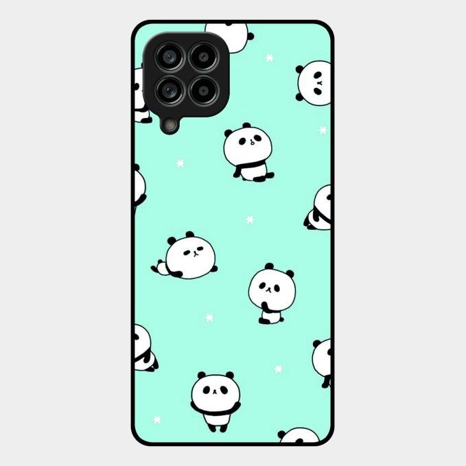 Cute Panda Blue Glass Case Cover For Samsung Galaxy M53 5G