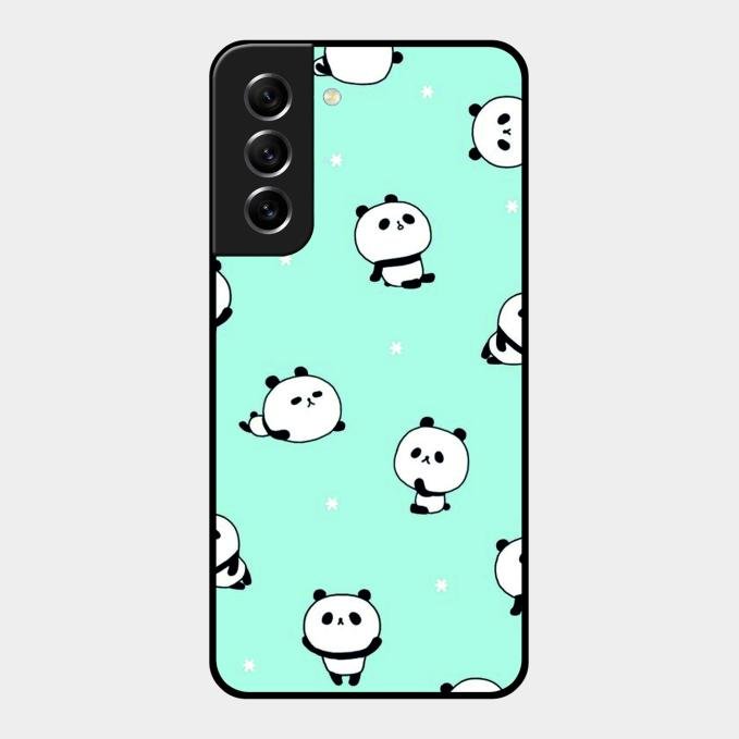 Cute Panda Blue Glass Case Cover For Samsung Galaxy S21 Fe 5G