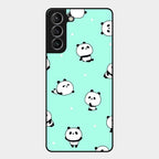 Cute Panda Blue Glass Case Cover For Samsung Galaxy S21 Plus