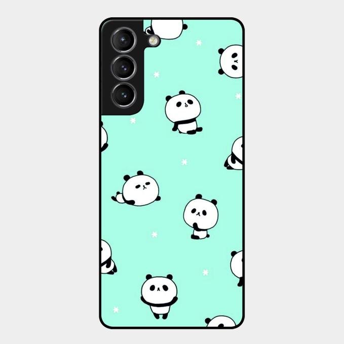 Cute Panda Blue Glass Case Cover For Samsung Galaxy S21 Plus