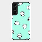 Cute Panda Blue Glass Case Cover For Samsung Galaxy S22 Plus 5G