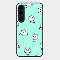 Cute Panda Blue Glass Case Cover For Samsung Galaxy S23 5G