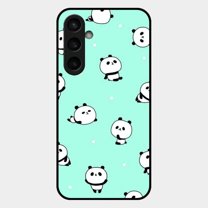 Cute Panda Blue Glass Case Cover For Samsung Galaxy S23 Fe 5G