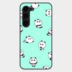 Cute Panda Blue Glass Case Cover For Samsung Galaxy S23 Plus 5G