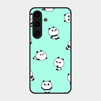 Cute Panda Blue Glass Case Cover For Samsung Galaxy S24 Fe 5G