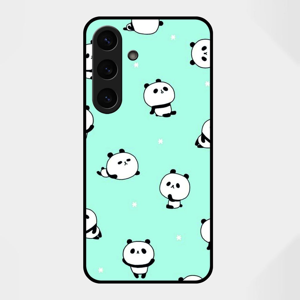 Cute Panda Blue Glass Case Cover For Samsung Galaxy S25 FE 5G