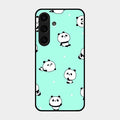 Cute Panda Blue Glass Case Cover For Samsung Galaxy S25 Plus 5G