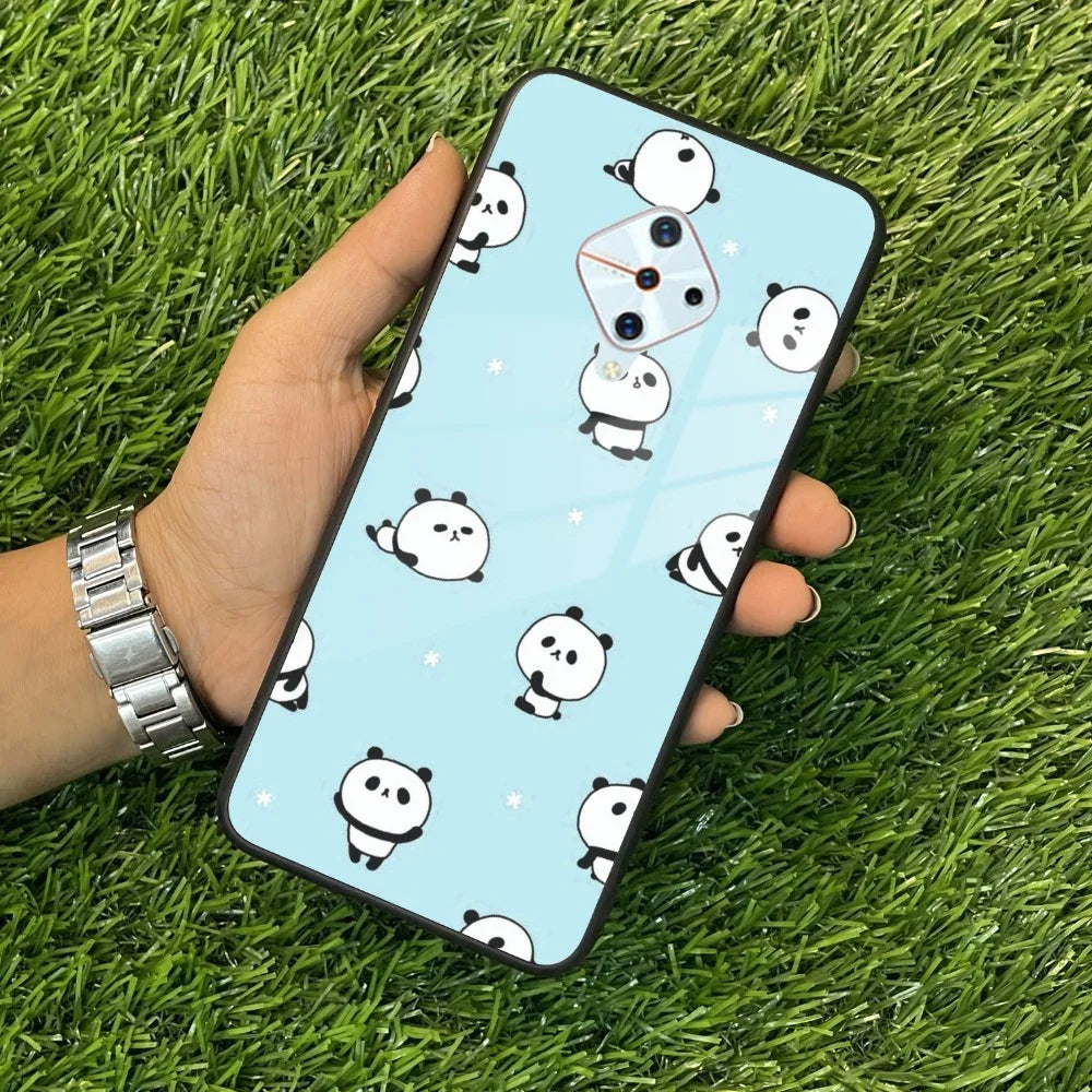 Cute Panda Blue Glass Case Cover For Vivo - ShopOnCliQ