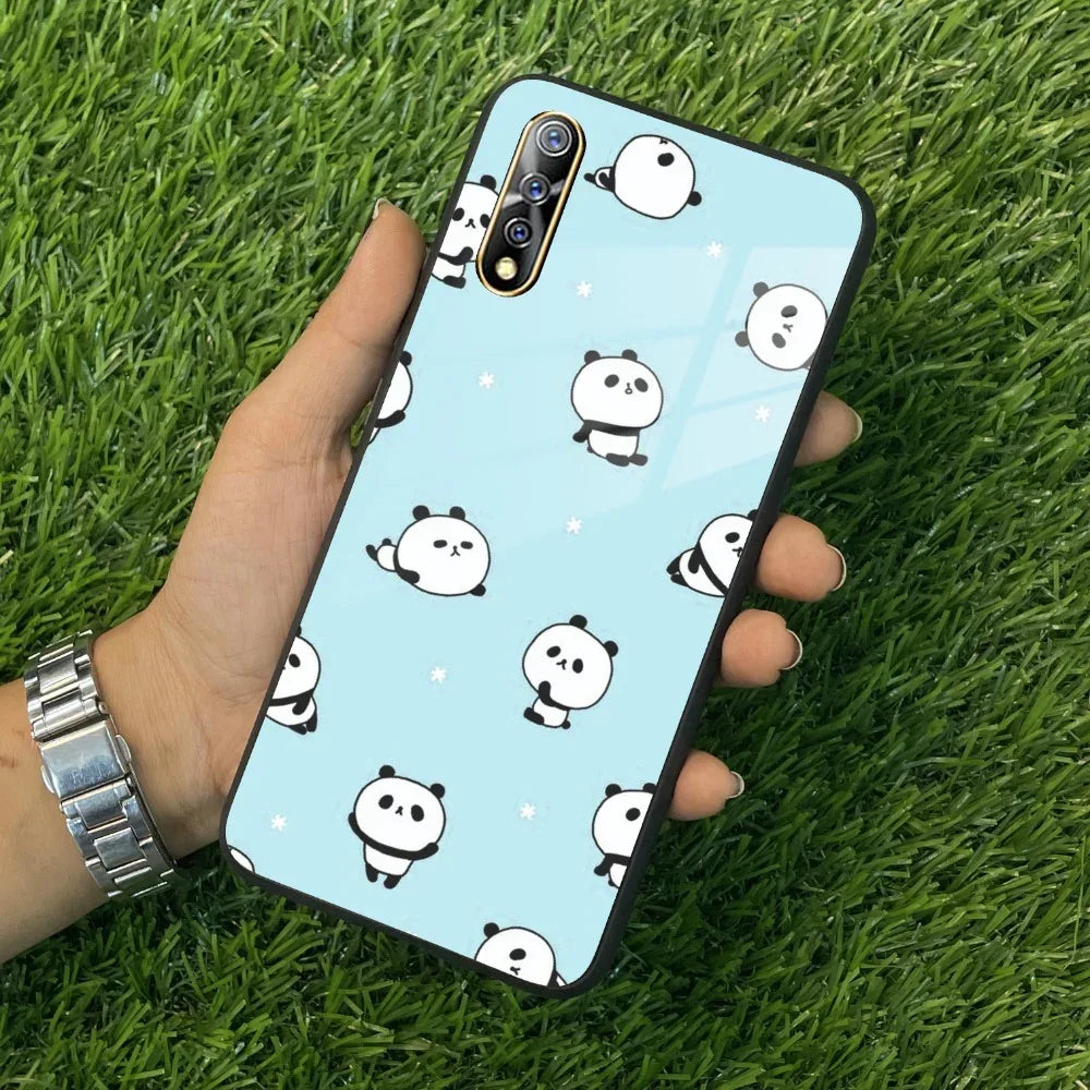 Cute Panda Blue Glass Case Cover For Vivo - ShopOnCliQ