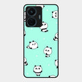 Cute Panda Blue Glass Case Cover For Vivo T1 44W 4G