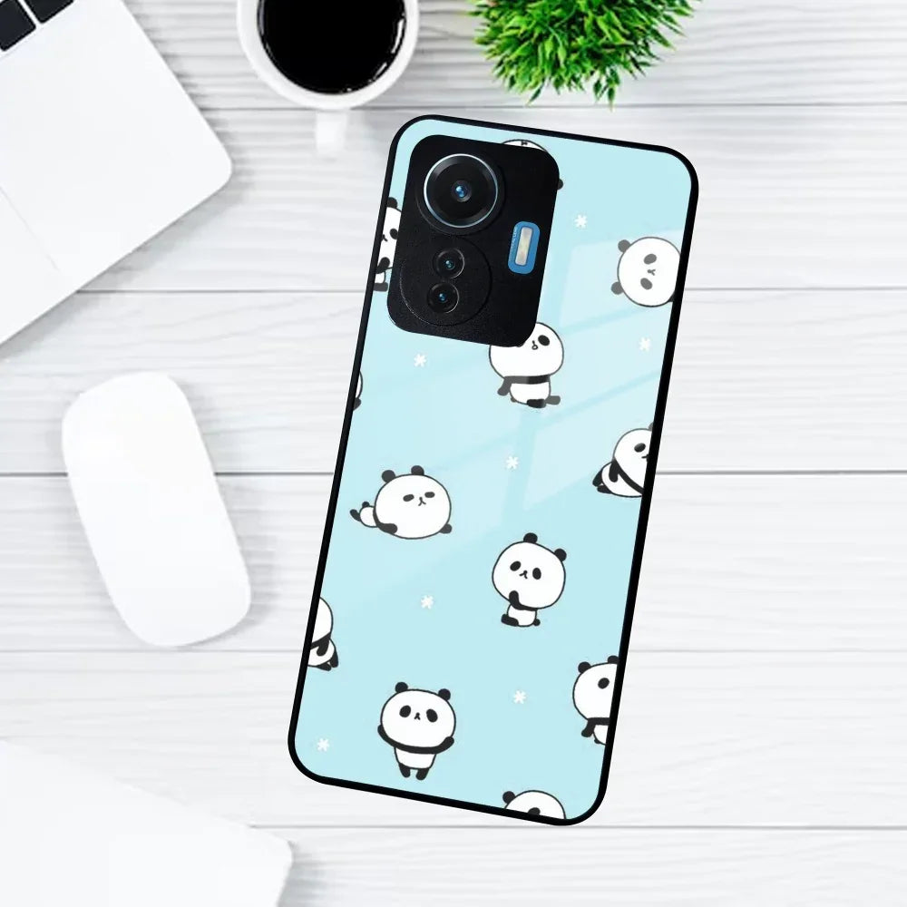 Cute Panda Blue Glass Case Cover For Vivo - ShopOnCliQ
