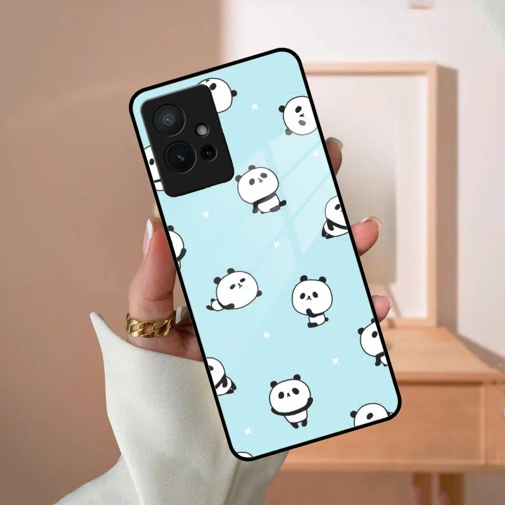 Cute Panda Blue Glass Case Cover For Vivo - ShopOnCliQ