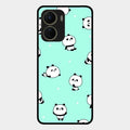 Cute Panda Blue Glass Case Cover For Vivo T2X 5G