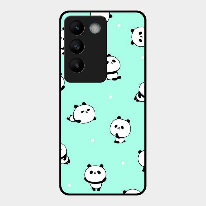 Cute Panda Blue Glass Case Cover For Vivo T3 5G