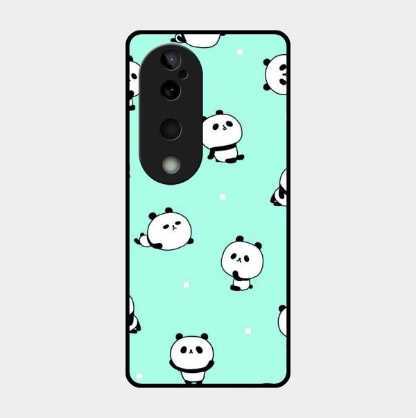 Cute Panda Blue Glass Case Cover For Vivo T3 Ultra