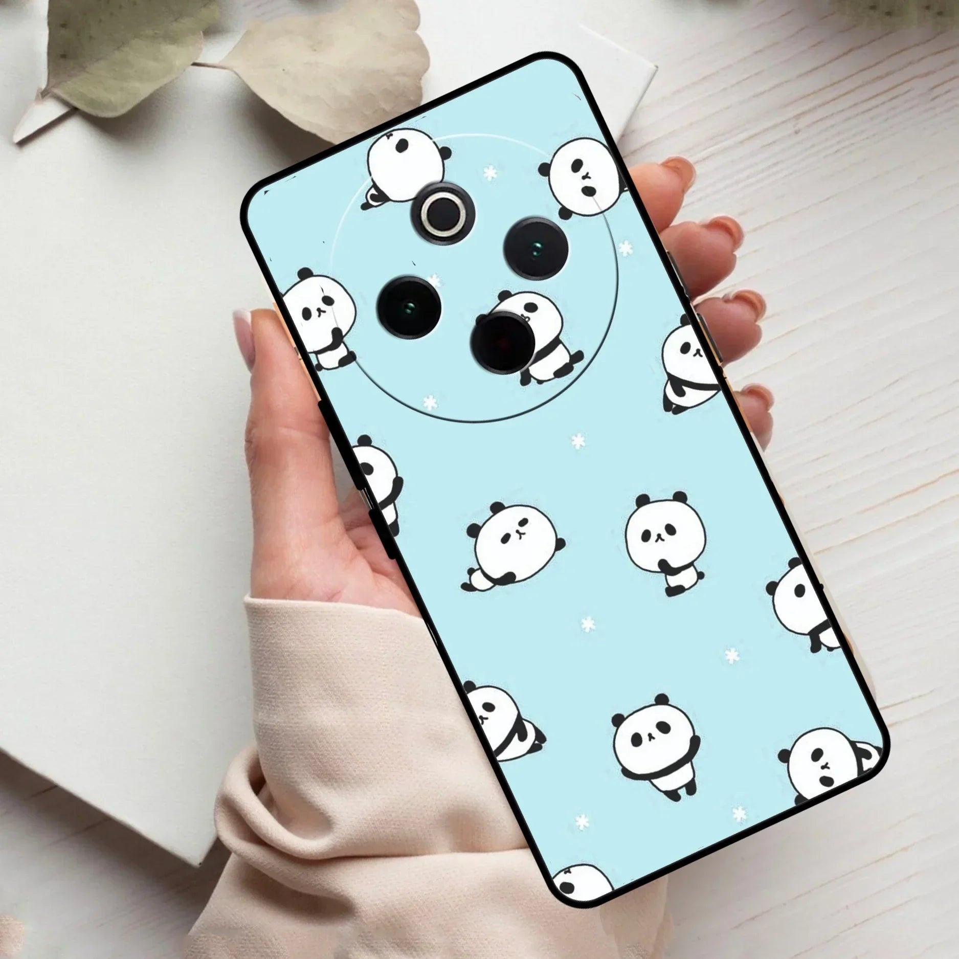 Cute Panda Blue Glass Case Cover For Vivo - ShopOnCliQ