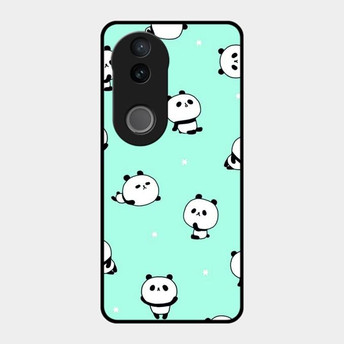 Cute Panda Blue Glass Case Cover For Vivo T4R 5G