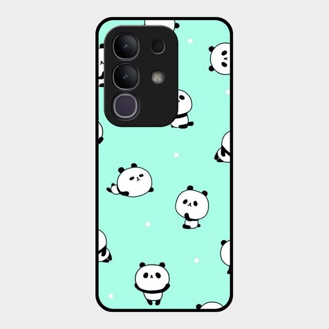 Cute Panda Blue Glass Case Cover For Vivo T4X 5G