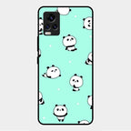 Cute Panda Blue Glass Case Cover For Vivo V20 2021