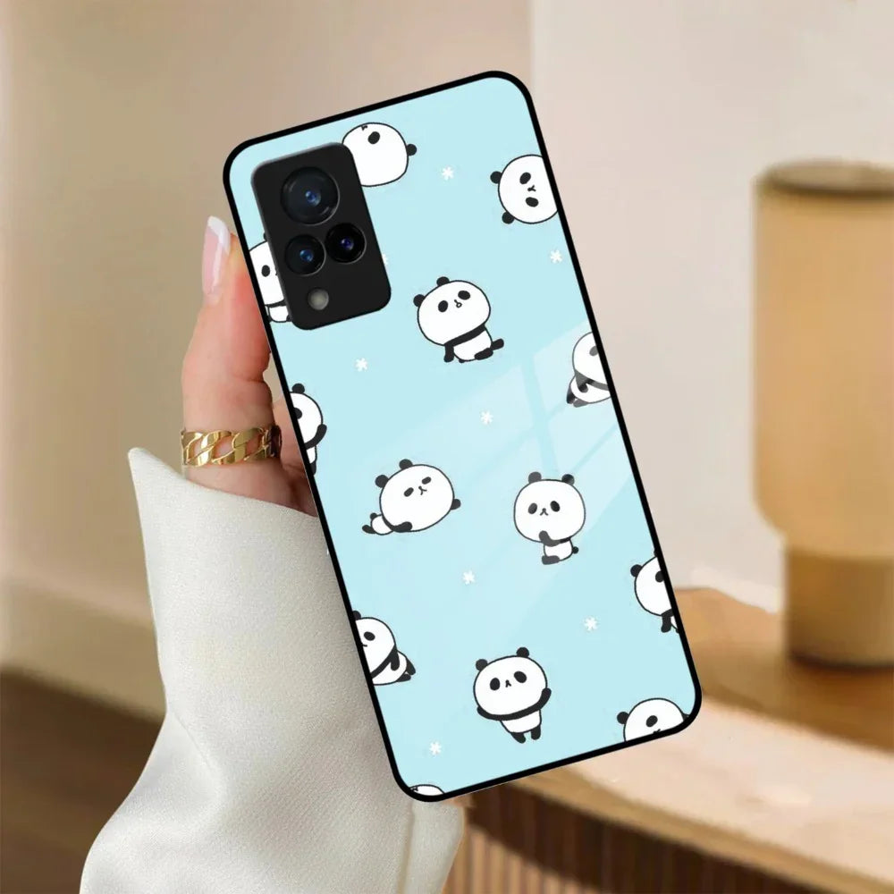 Cute Panda Blue Glass Case Cover For Vivo - ShopOnCliQ