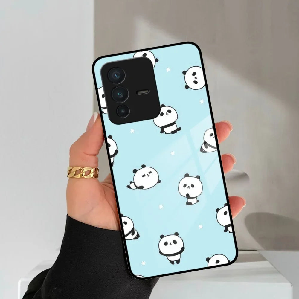 Cute Panda Blue Glass Case Cover For Vivo - ShopOnCliQ