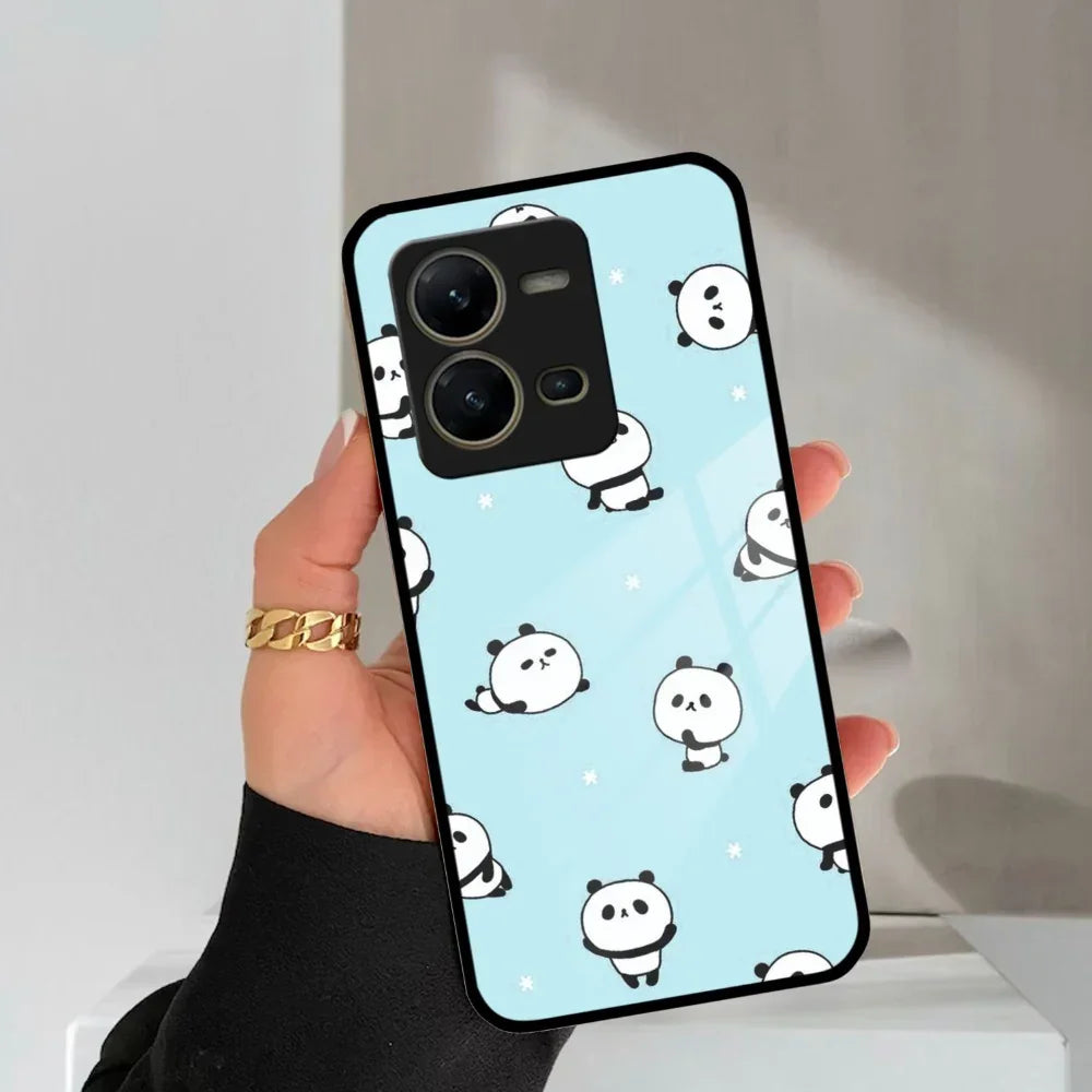 Cute Panda Blue Glass Case Cover For Vivo - ShopOnCliQ