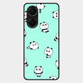 Cute Panda Blue Glass Case Cover For Vivo V29E 5G