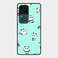 Cute Panda Blue Glass Case Cover For Vivo V30 5G
