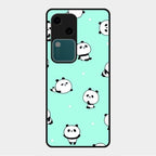 Cute Panda Blue Glass Case Cover For Vivo V30 5G