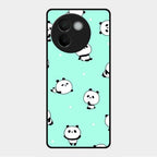 Cute Panda Blue Glass Case Cover For Vivo V30E 5G