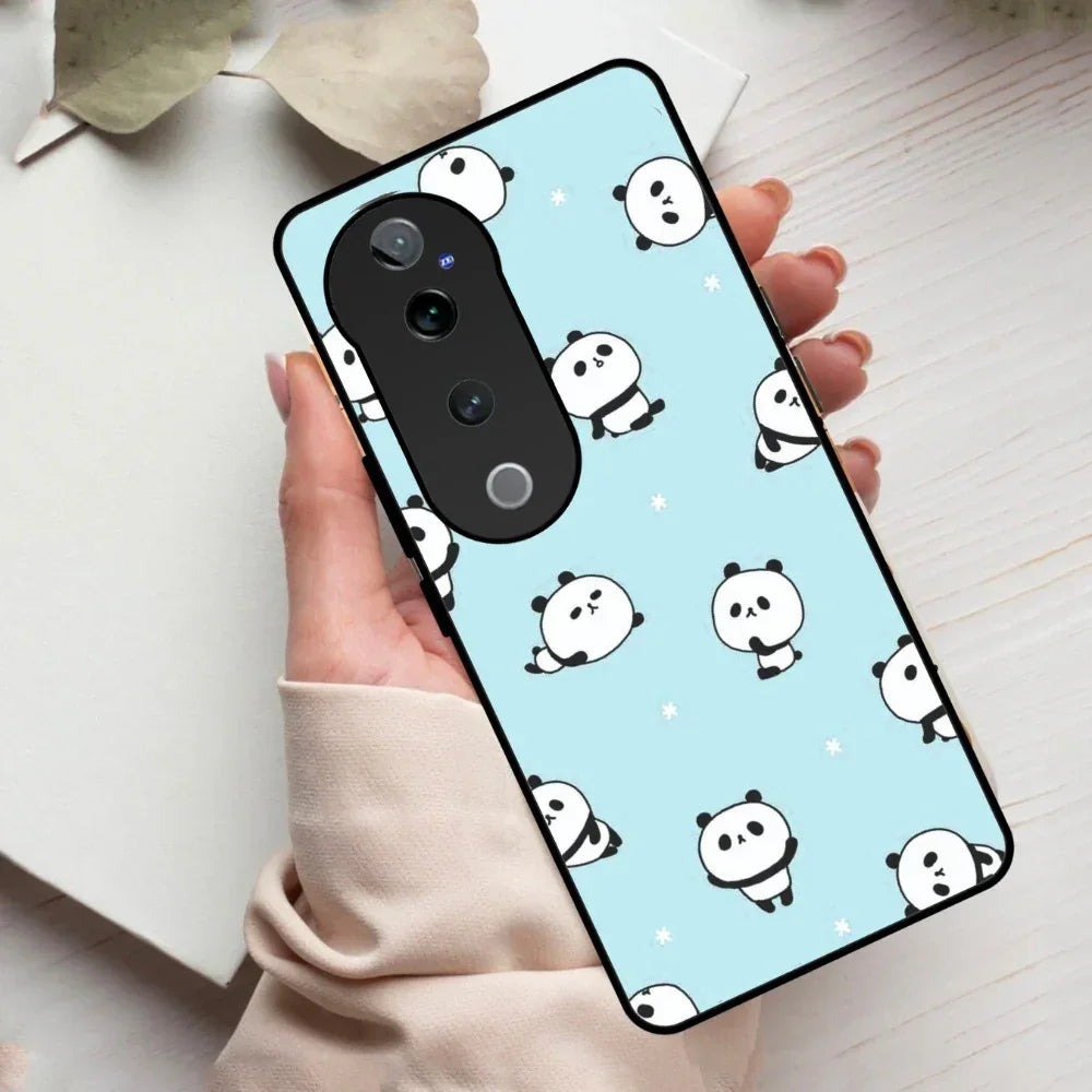 Cute Panda Blue Glass Case Cover For Vivo - ShopOnCliQ