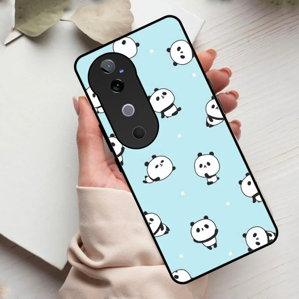 Cute Panda Blue Glass Case Cover For Vivo - ShopOnCliQ