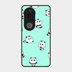 Cute Panda Blue Glass Case Cover For Vivo V50 5G