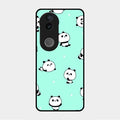 Cute Panda Blue Glass Case Cover For Vivo V50E 5G