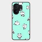 Cute Panda Blue Glass Case Cover For Vivo V60 5G