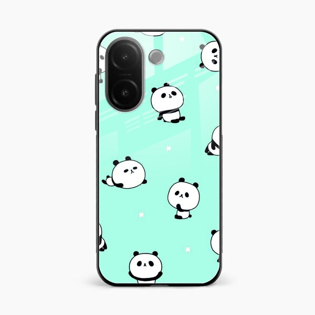 Cute Panda Blue Glass Case Cover For Vivo V60e 5G
