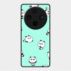 Cute Panda Blue Glass Case Cover For Vivo X100 Pro 5G