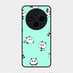 Cute Panda Blue Glass Case Cover For Vivo X200 5G