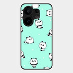 Cute Panda Blue Glass Case Cover For Vivo X200 Fe 5G