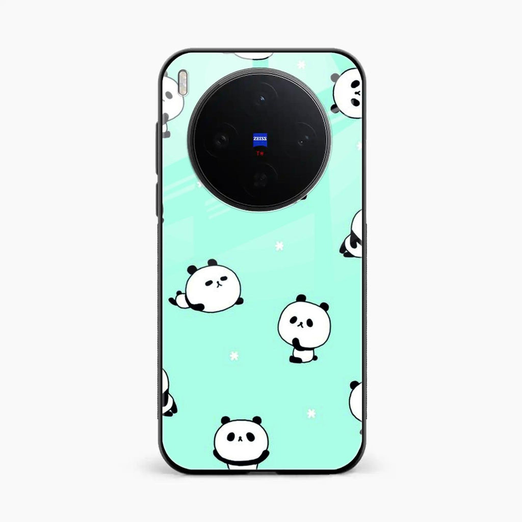 Cute Panda Blue Glass Case Cover For Vivo X300 5G