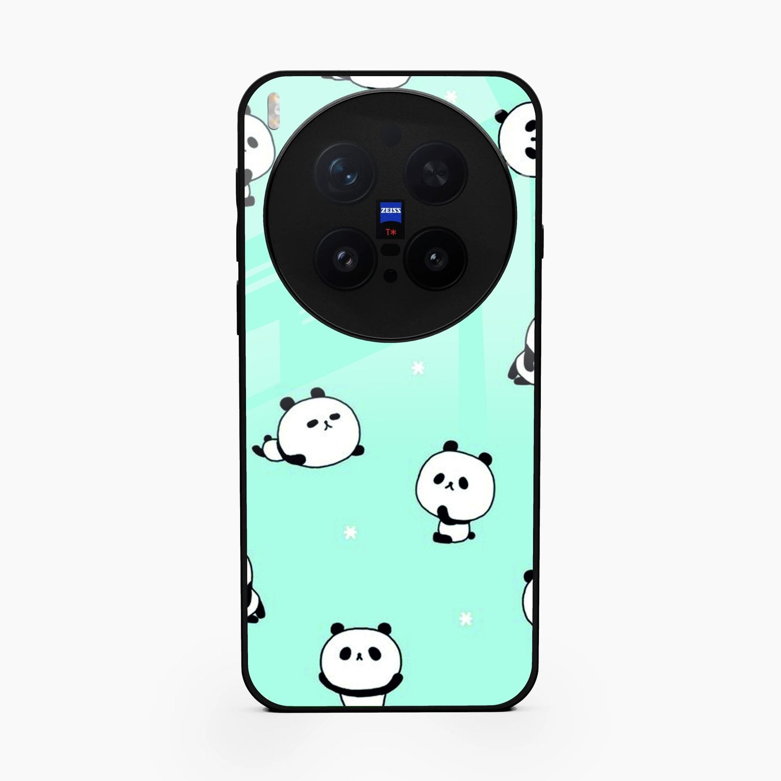 Cute Panda Blue Glass Case Cover For Vivo X300 Pro 5G