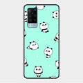 Cute Panda Blue Glass Case Cover For Vivo X60 5G